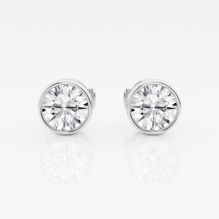 Additional Image 2 for  2 ctw Round Lab Grown Diamond Bezel Set Solitaire Certified Stud Earrings