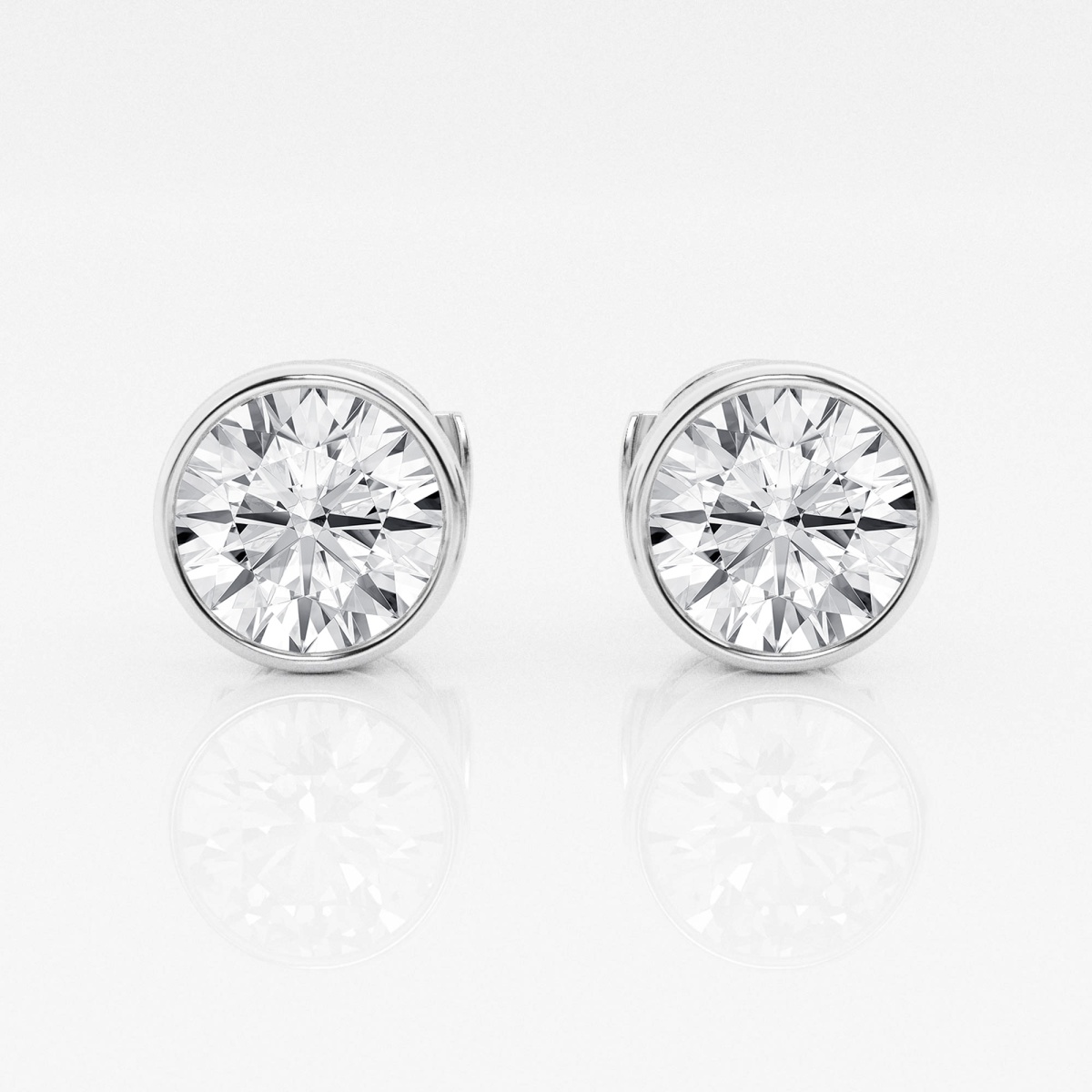 Additional Image 2 for  3 ctw Round Lab Grown Diamond Bezel Set Solitaire Certified Stud Earrings