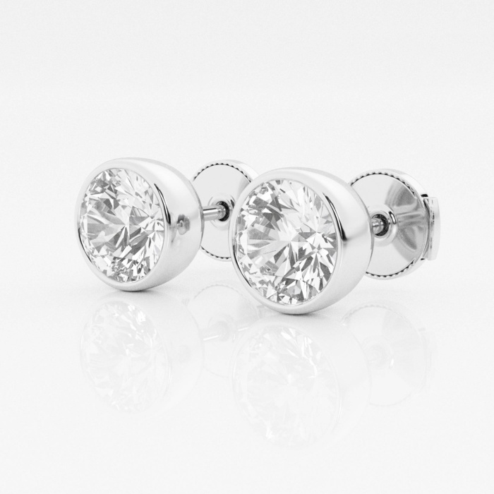 3 ctw Round Lab Grown Diamond Bezel Set Solitaire Certified Stud Earrings