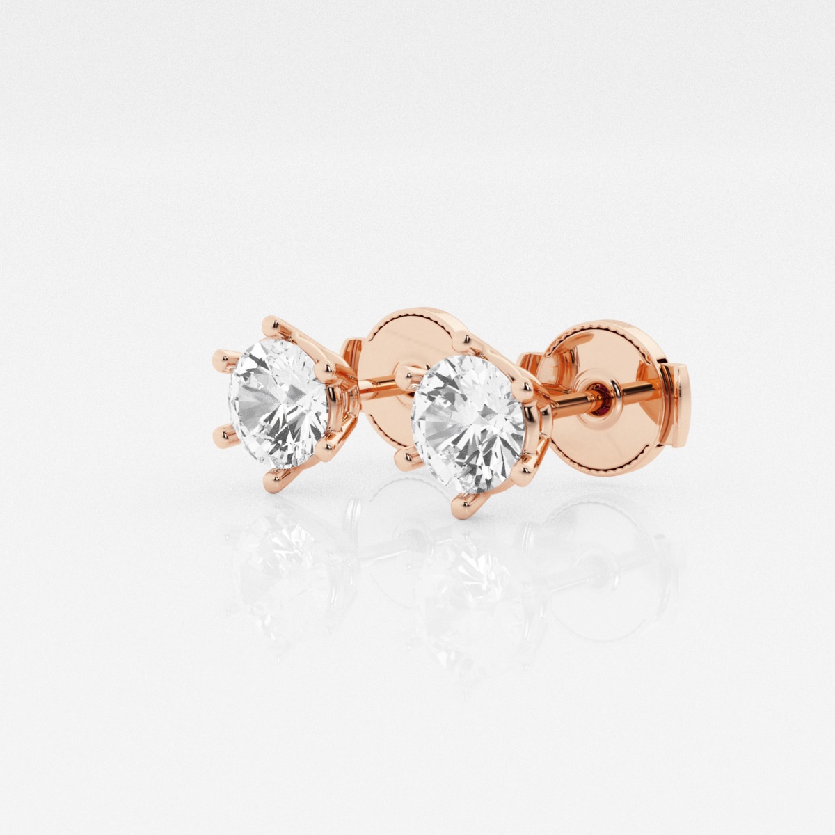 Additional Image 1 for  1 ctw Round Near-Colorless Lab Grown Diamond Six Prong Stud Earrings