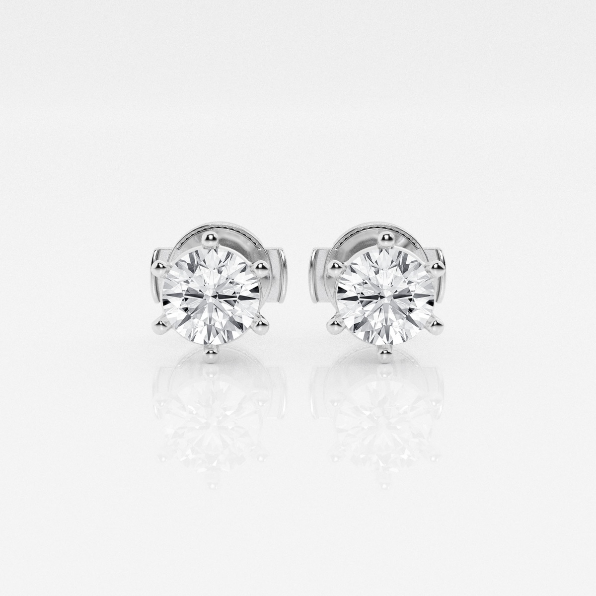 Additional Image 2 for  1 ctw Round Near-Colorless Lab Grown Diamond Six Prong Stud Earrings