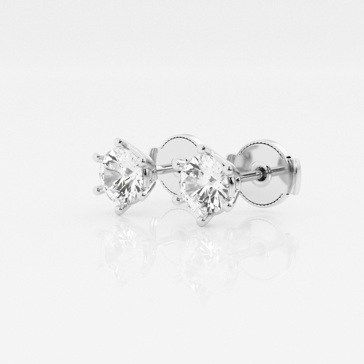 Additional Image 1 for  1 ctw Round Colorless Lab Grown Diamond Six Prong Stud Earrings