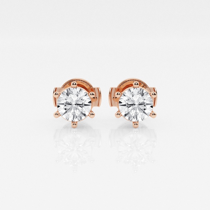 Additional Image 2 for  1 ctw Round Near-Colorless Lab Grown Diamond Six Prong Stud Earrings