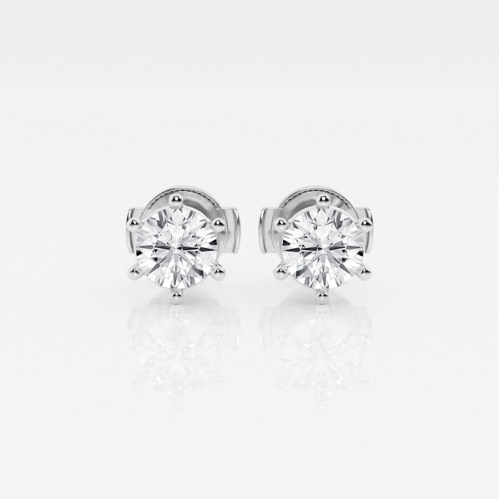 Additional Image 2 for  1 ctw Round Colorless Lab Grown Diamond Six Prong Stud Earrings