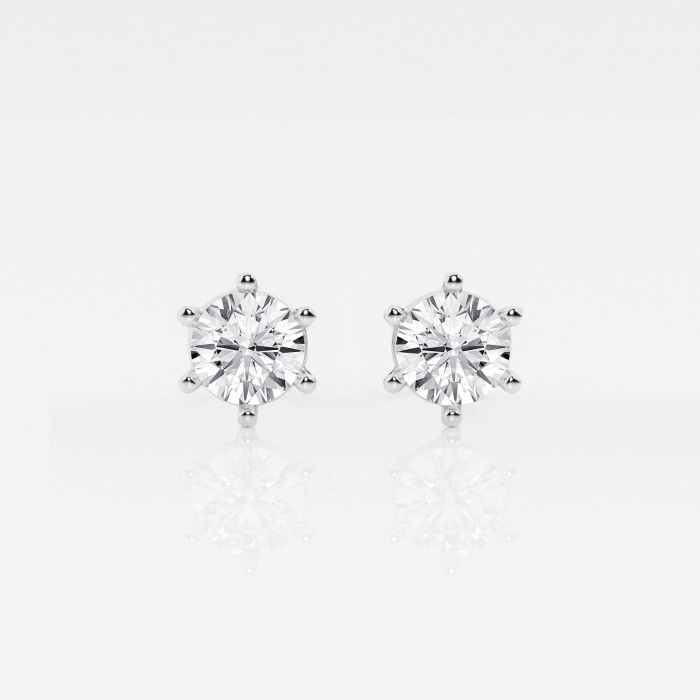 1 ctw Round Colorless Lab Grown Diamond Six Prong Stud Earrings