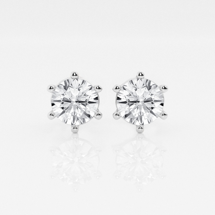2 ctw Round Near-Colorless Lab Grown Diamond 6-Prong Certified Stud Earrings
