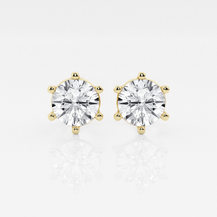 2 ctw Round Near-Colorless Lab Grown Diamond 6-Prong Certified Stud Earrings