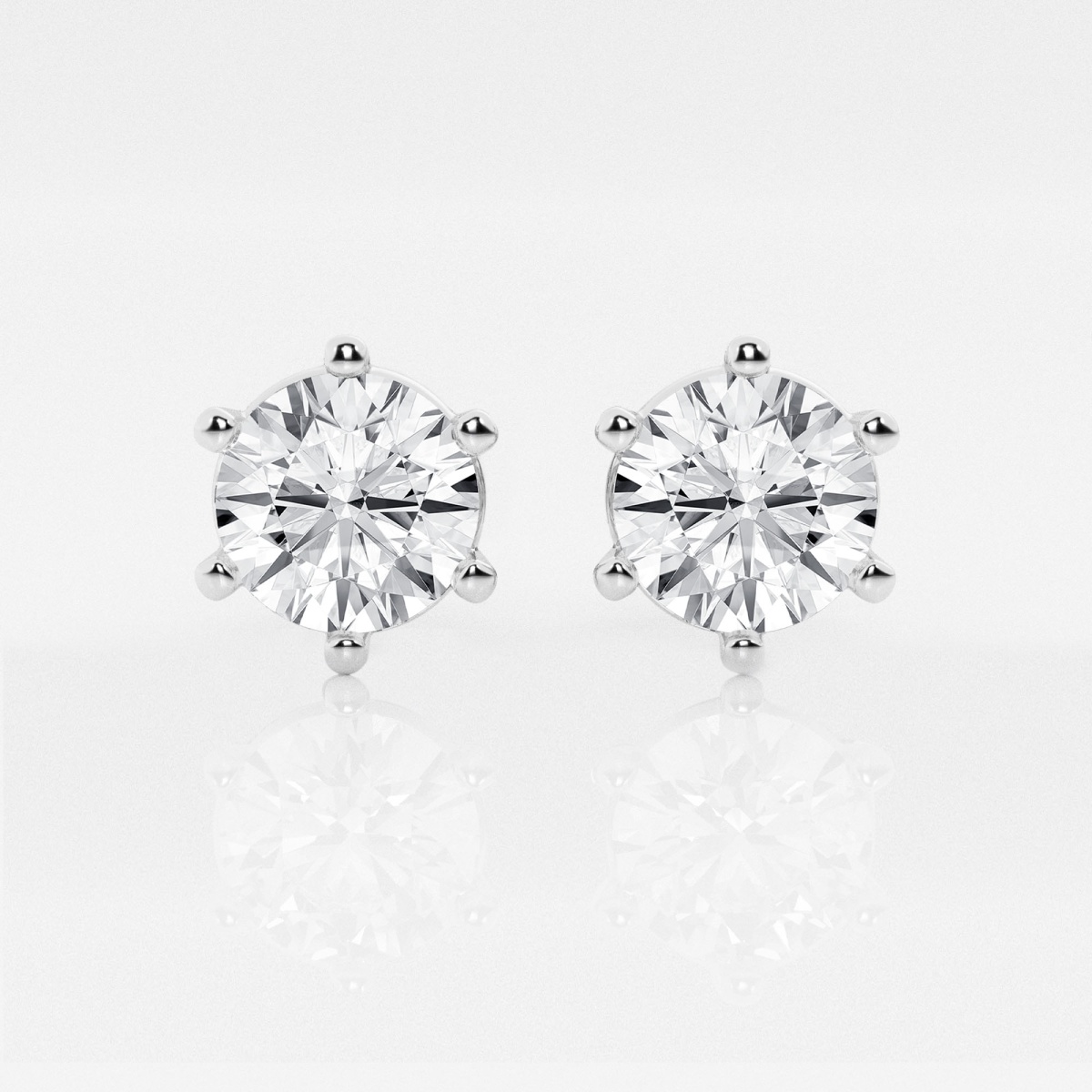 3 ctw Round Colorless Lab Grown Diamond 6-Prong  Certified Stud Earrings