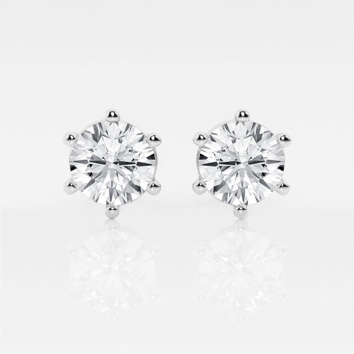 3 ctw Round Colorless Lab Grown Diamond 6-Prong  Certified Stud Earrings