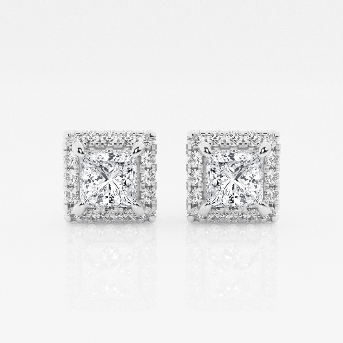 Additional Image 2 for  2 3/8 ctw Princess Lab Grown Diamond Halo Certified Stud Earrings