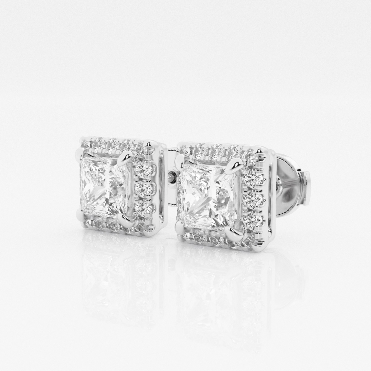 Additional Image 1 for  2 3/8 ctw Princess Lab Grown Diamond Halo Certified Stud Earrings