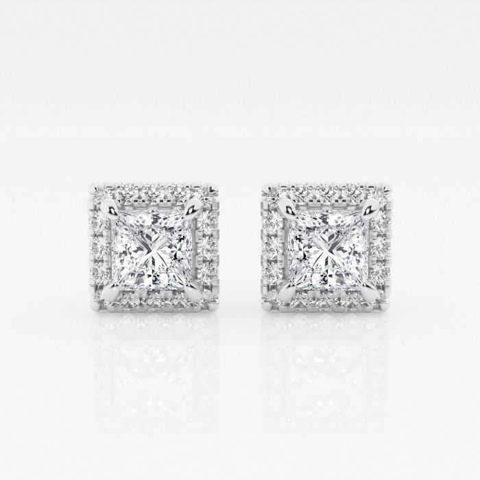 Additional Image 2 for  2 3/8 ctw Princess Lab Grown Diamond Halo Certified Stud Earrings