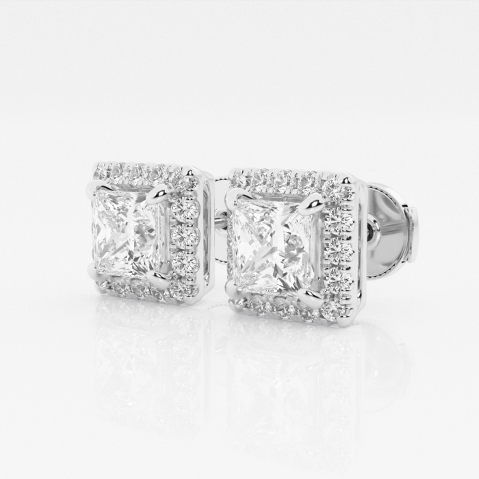 Additional Image 1 for  3 1/2 ctw Princess Lab Grown Diamond Halo Certified Stud Earrings