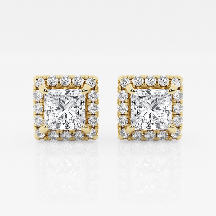 Additional Image 2 for  3 1/2 ctw Princess Lab Grown Diamond Halo Certified Stud Earrings