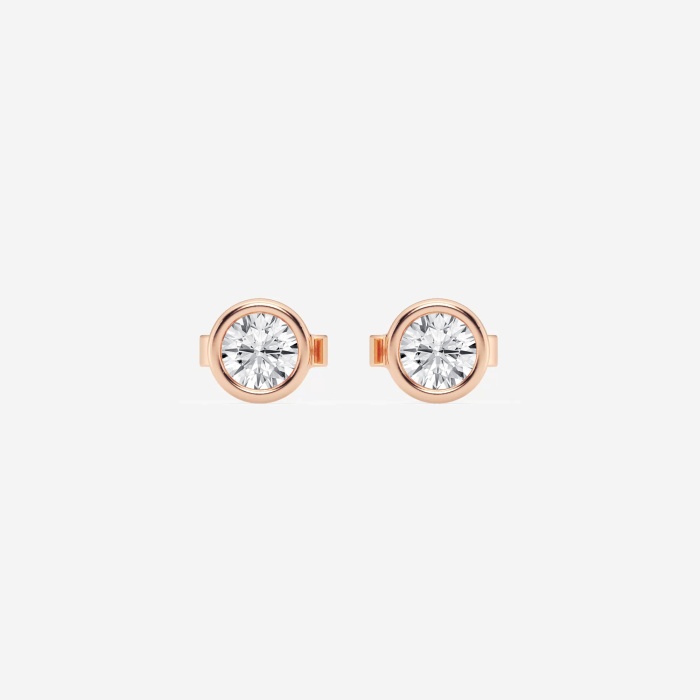 Additional Image 2 for  1/2 ctw Round Lab Grown Diamond Bezel Set Filigree Solitaire Stud Earrings