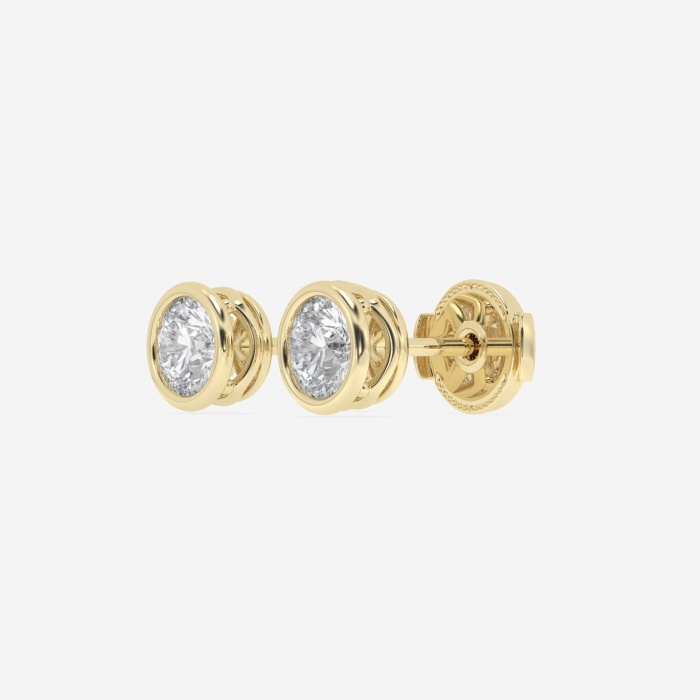 Additional Image 1 for  1 ctw Round Lab Grown Diamond Bezel Set Filigree Solitaire Stud Earrings