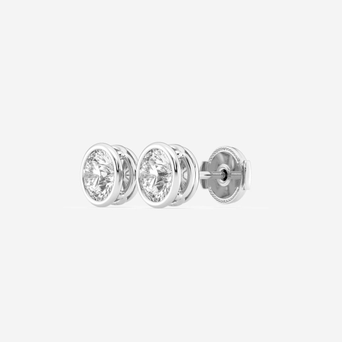 1 1/2 ctw Round Lab Grown Diamond Bezel Set Filigree Solitaire Certified Stud Earrings
