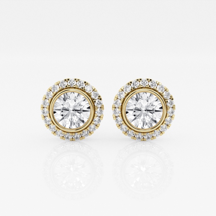 Additional Image 2 for  1 3/4 ctw Round Lab Grown Diamond Bezel Set Halo Certified Stud Earrings