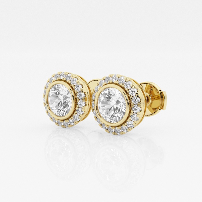 Additional Image 1 for  1 3/4 ctw Round Lab Grown Diamond Bezel Set Halo Certified Stud Earrings