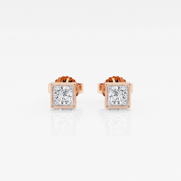 1/2 ctw Princess Lab Grown Diamond Bezel Set Solitaire Stud Earrings