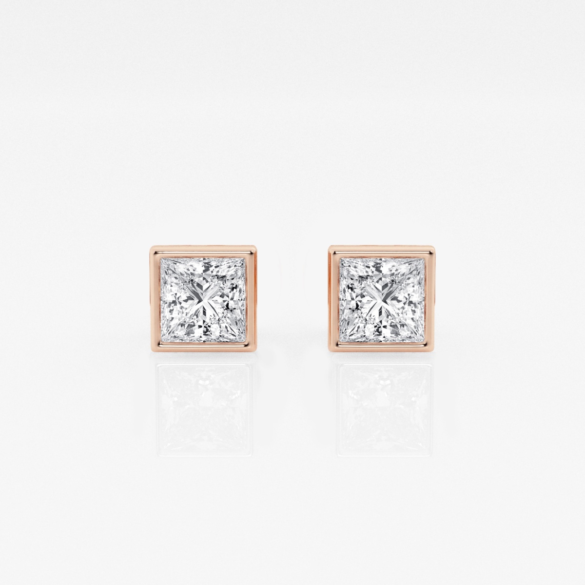 1 ctw Princess Lab Grown Diamond Bezel Set Solitaire Stud Earrings