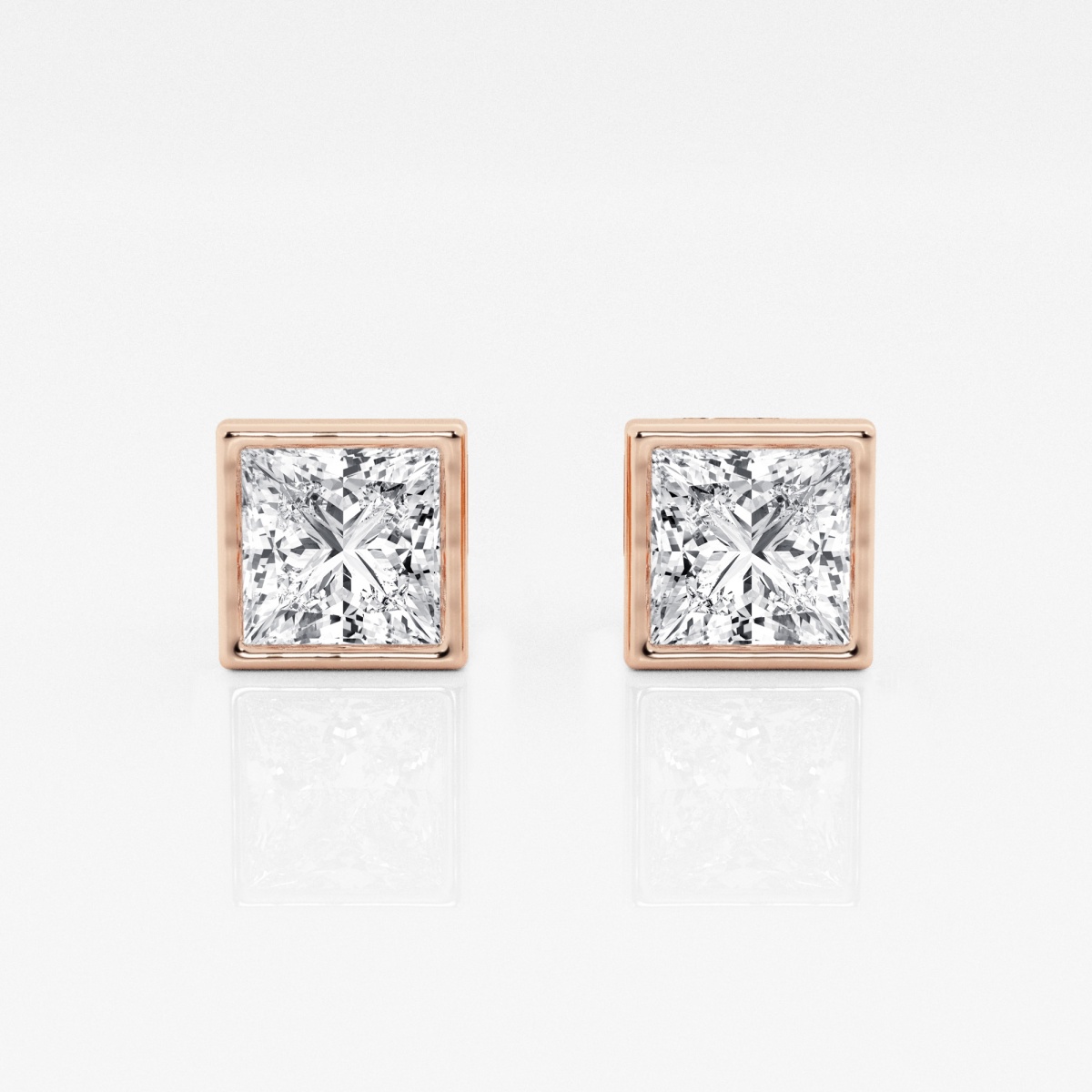 2 ctw Princess Lab Grown Diamond Bezel Set Solitaire Certified Stud Earrings