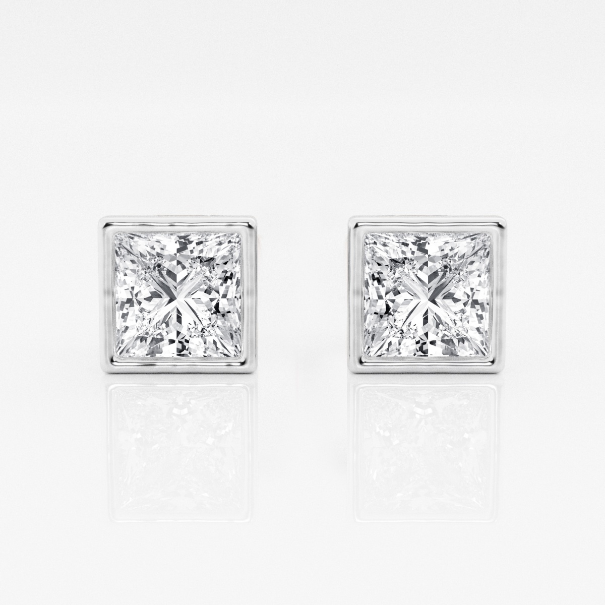 product video for 3 ctw Princess Lab Grown Diamond Bezel Set Solitaire Certified Stud Earrings