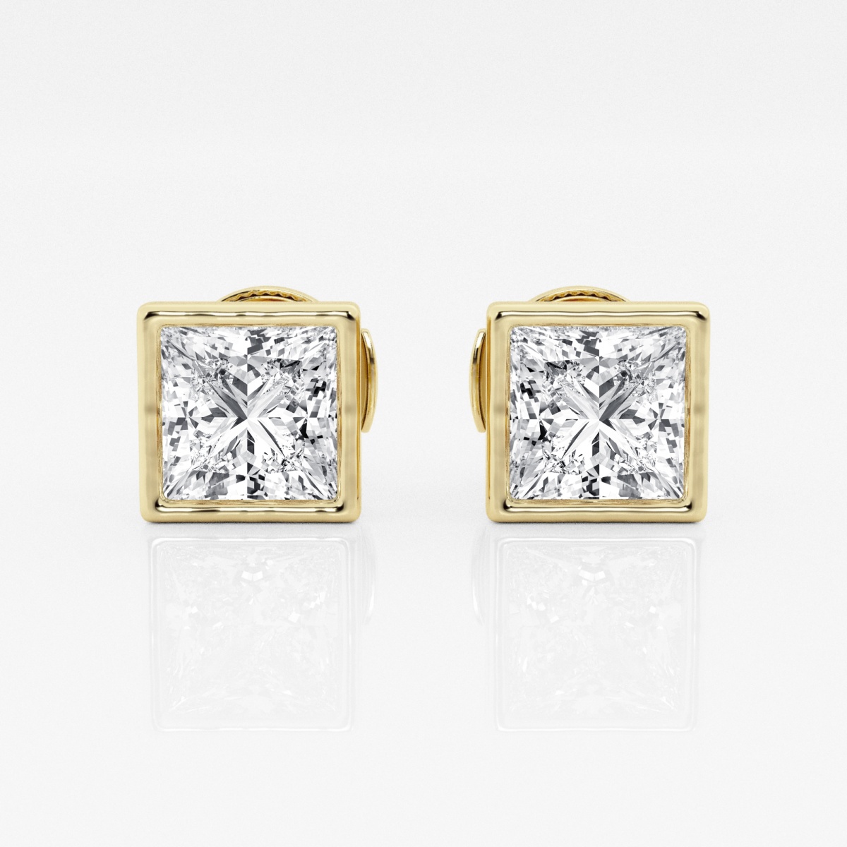 3 ctw Princess Lab Grown Diamond Bezel Set Solitaire Certified Stud Earrings