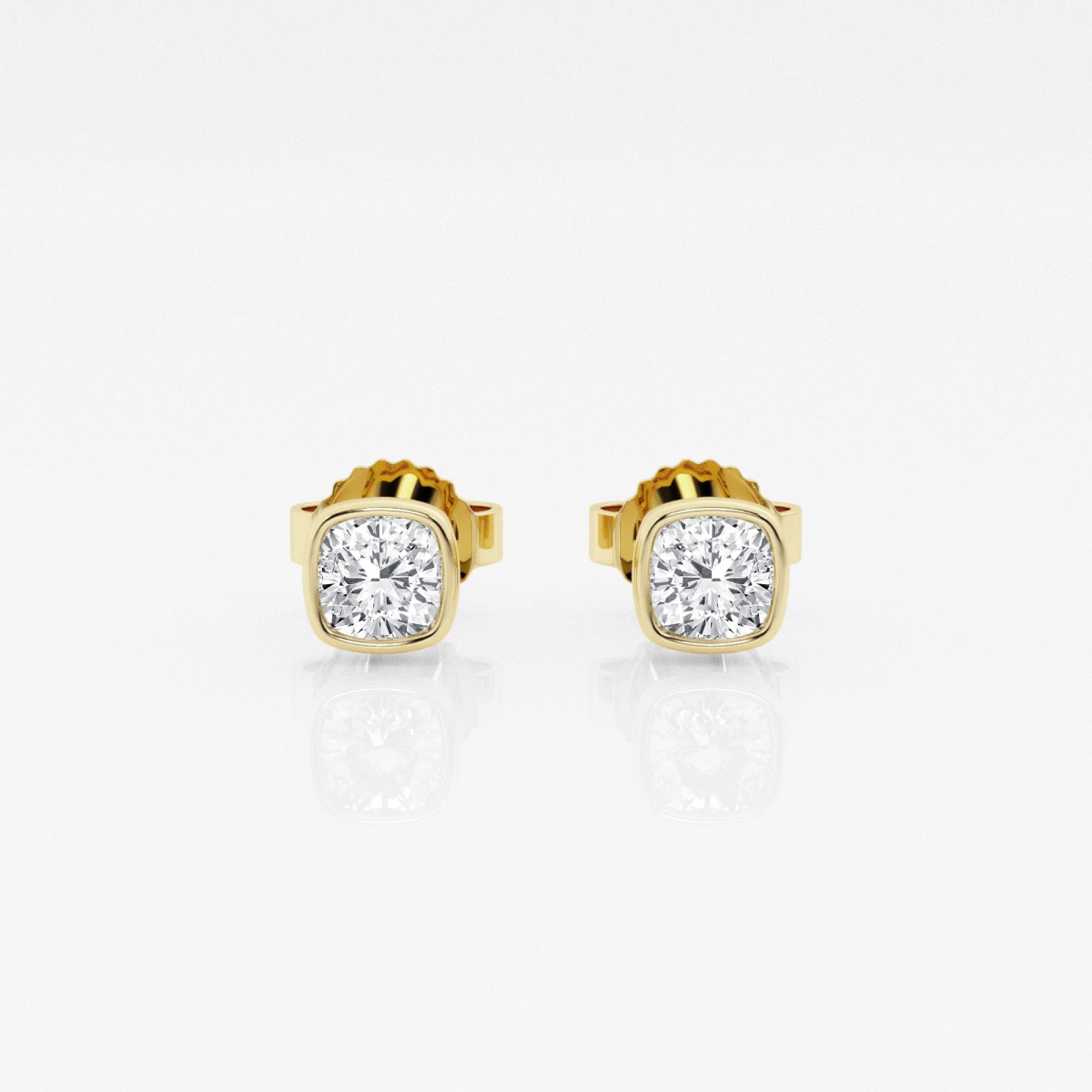 Additional Image 2 for  1/2 ctw Cushion Lab Grown Diamond Bezel Set Solitaire Stud Earrings