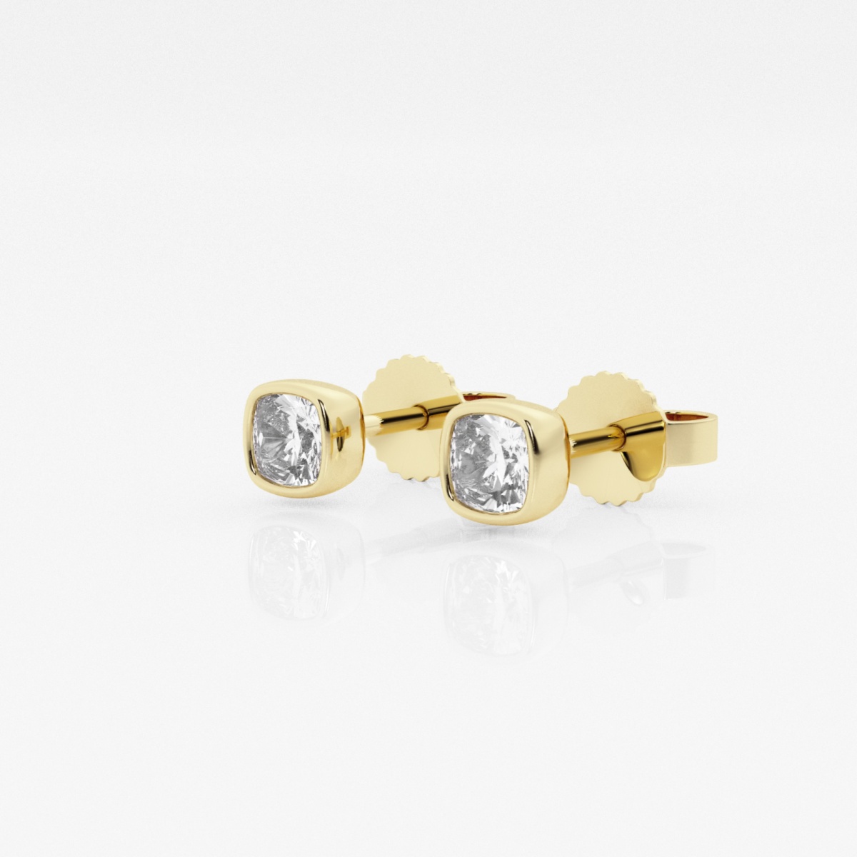 Additional Image 1 for  1/2 ctw Cushion Lab Grown Diamond Bezel Set Solitaire Stud Earrings