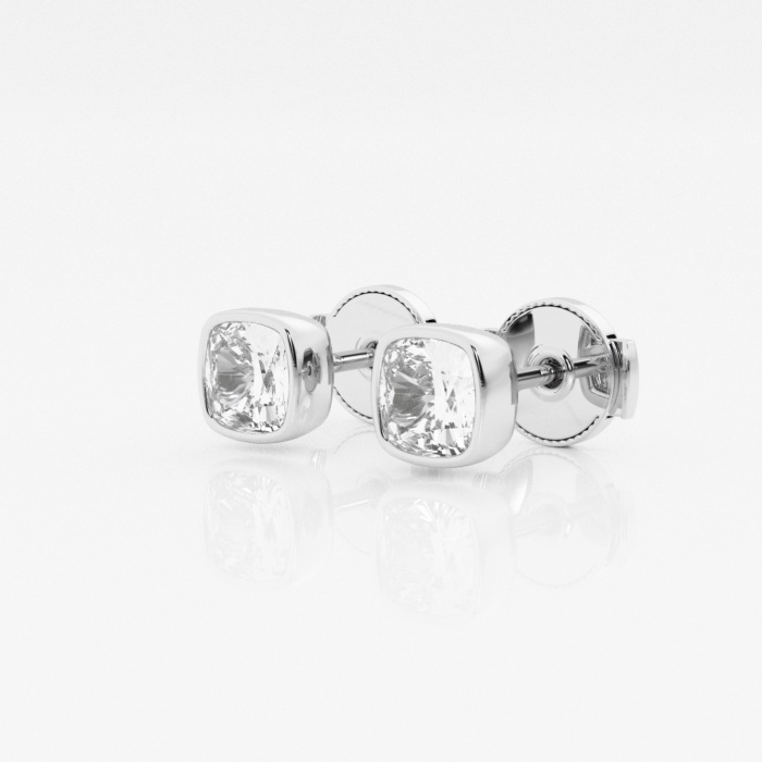 1 ctw Cushion Lab Grown Diamond Bezel Set Solitaire Stud Earrings
