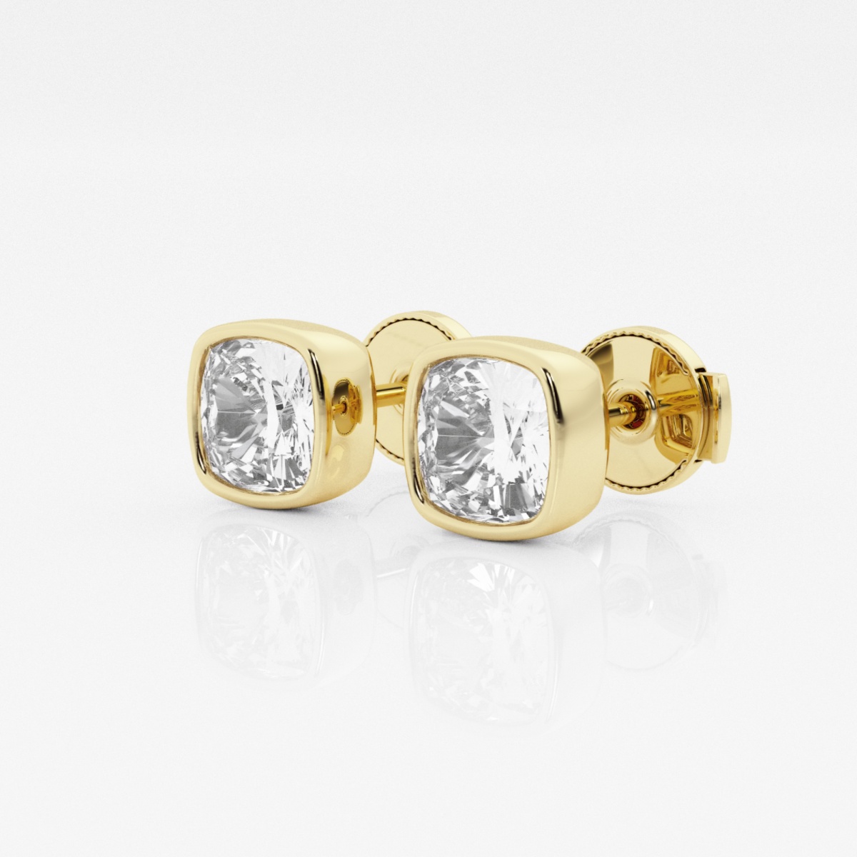 Additional Image 1 for  2 ctw Cushion Lab Grown Diamond Bezel Set Solitaire Certified Stud Earrings