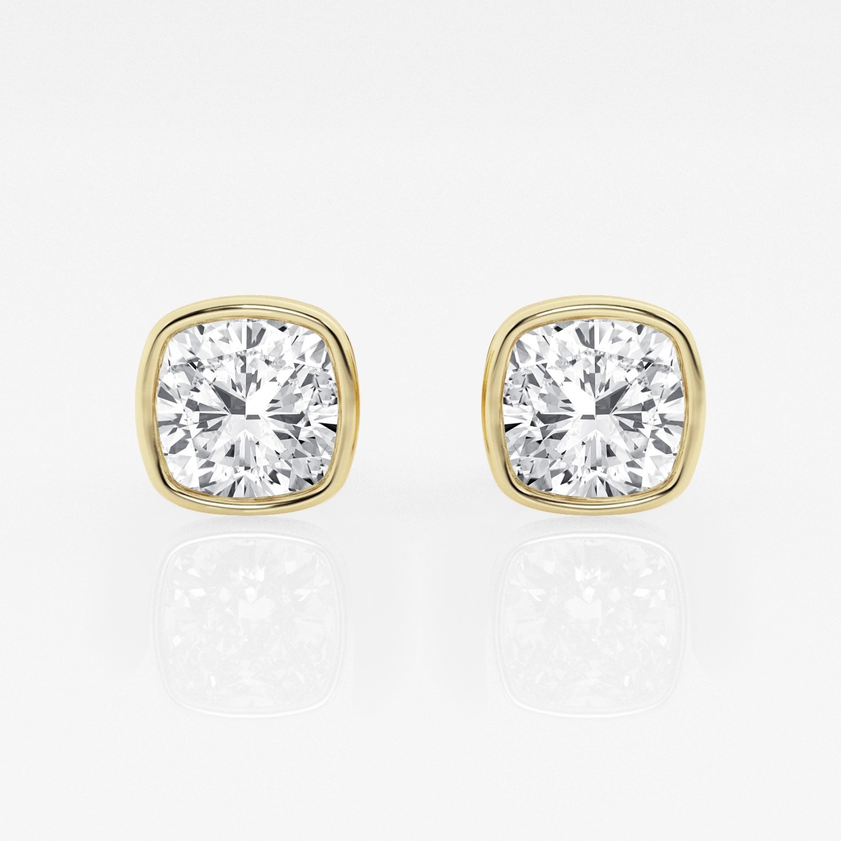 product video for 3 ctw Cushion Lab Grown Diamond Bezel Set Solitaire Certified Stud Earrings