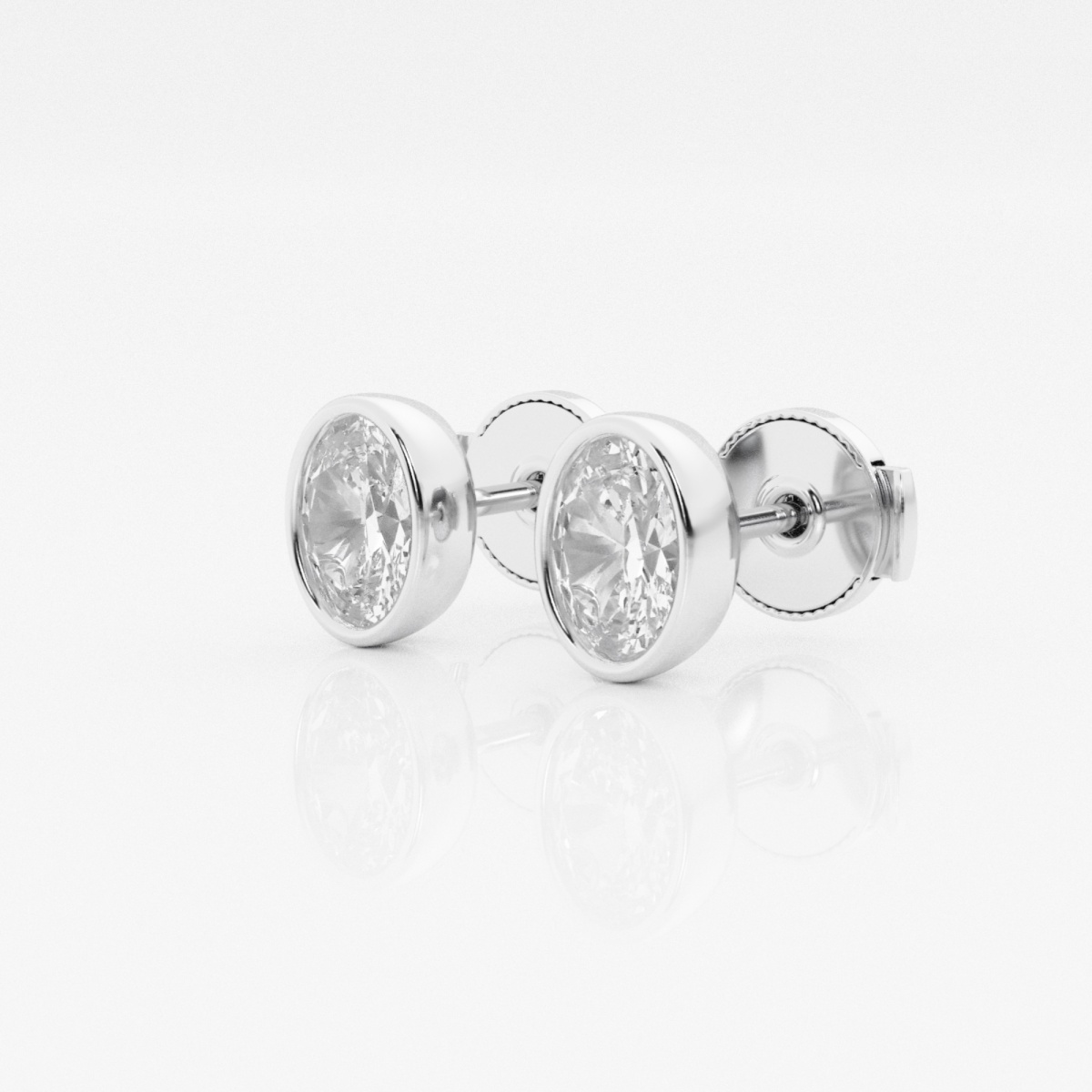1 ctw Oval Lab Grown Diamond Bezel Set Solitaire Stud Earrings