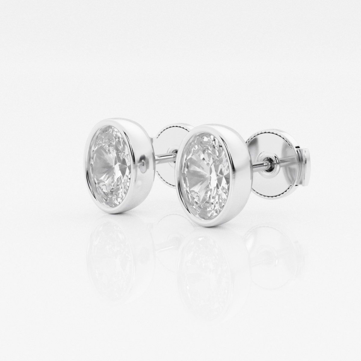 1 1/2 ctw Oval Lab Grown Diamond Bezel Set Solitaire Certified Stud Earrings