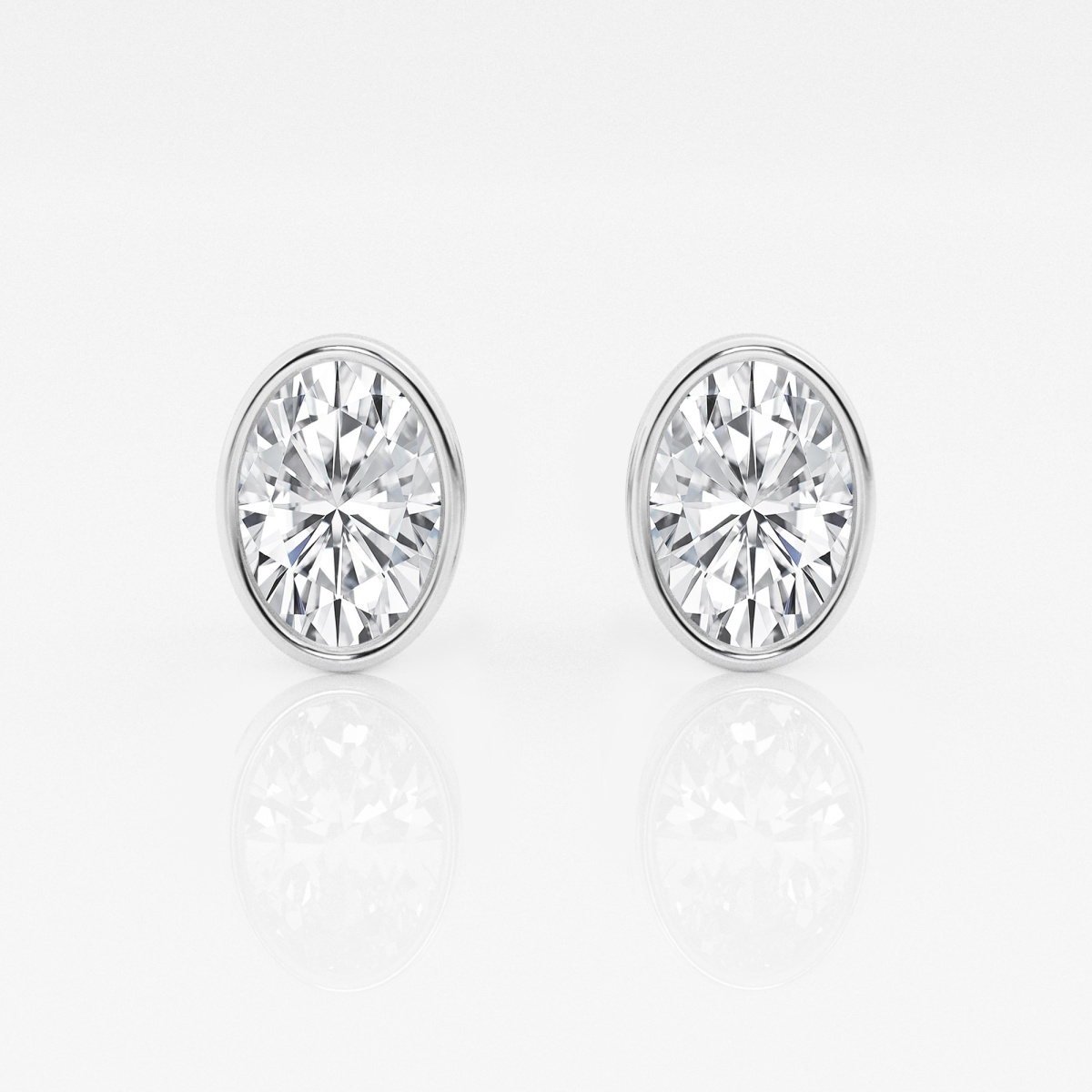 2 ctw Oval Lab Grown Diamond Bezel Set Solitaire Certified Stud Earrings