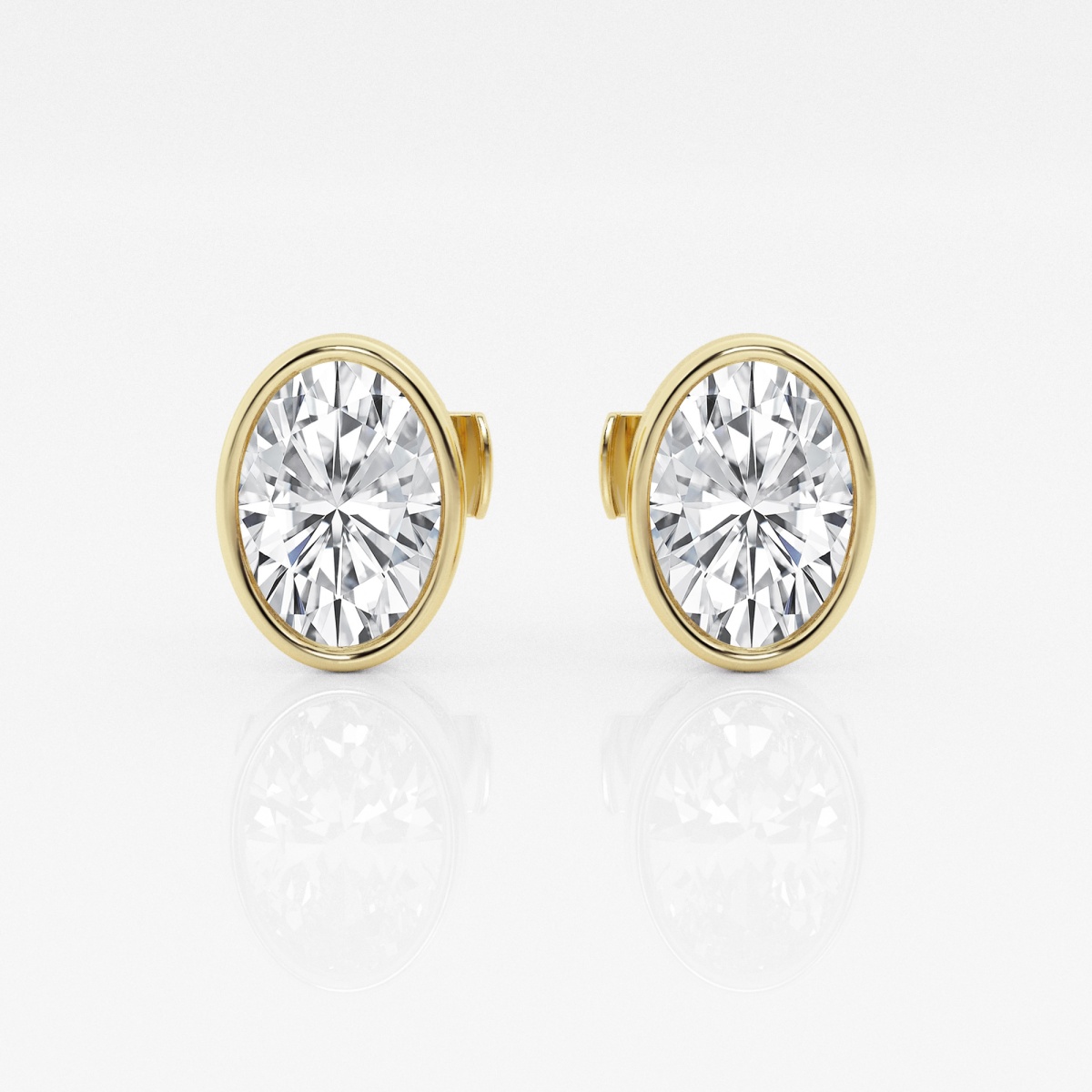 Additional Image 2 for  2 ctw Oval Lab Grown Diamond Bezel Set Solitaire Certified Stud Earrings