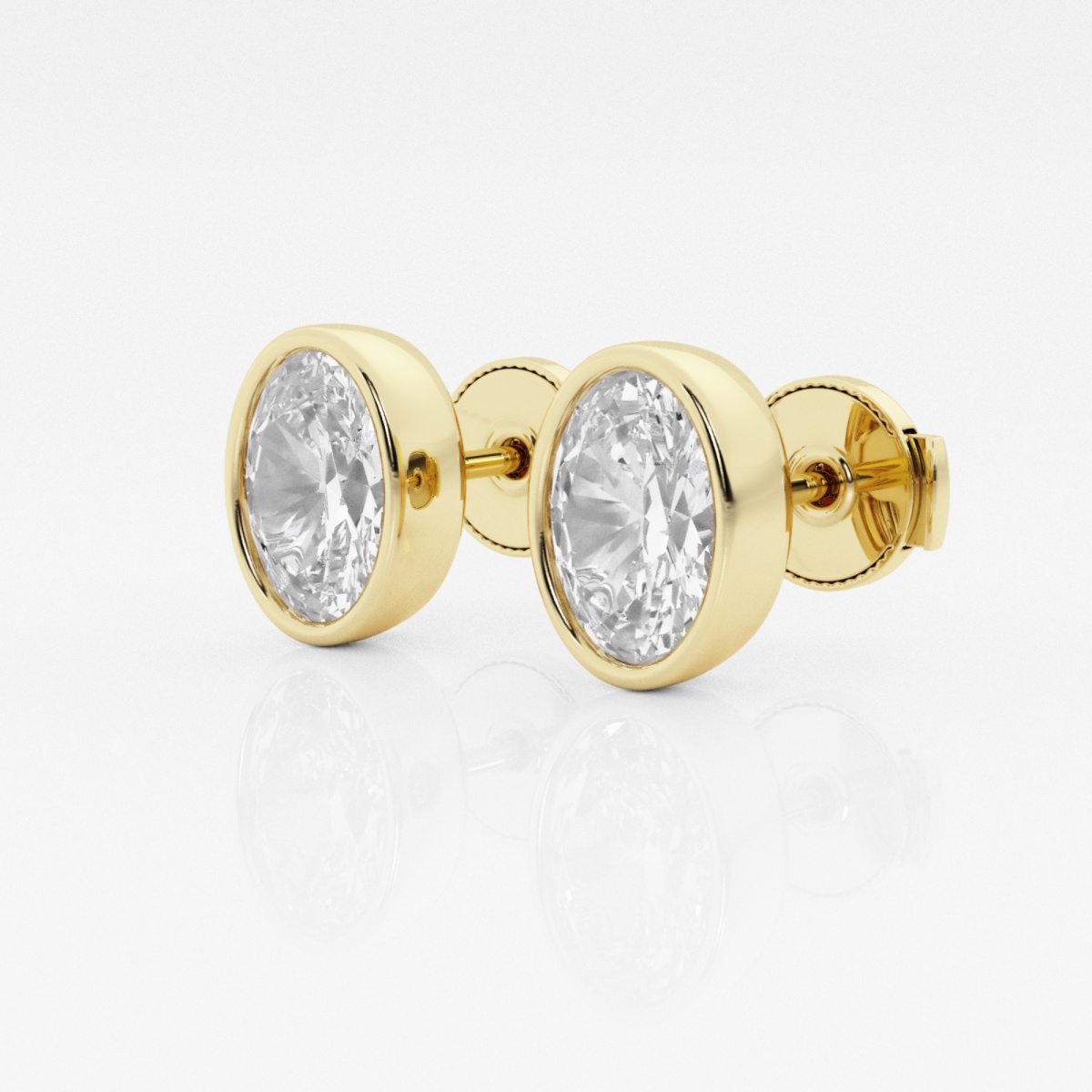 Additional Image 1 for  2 ctw Oval Lab Grown Diamond Bezel Set Solitaire Certified Stud Earrings