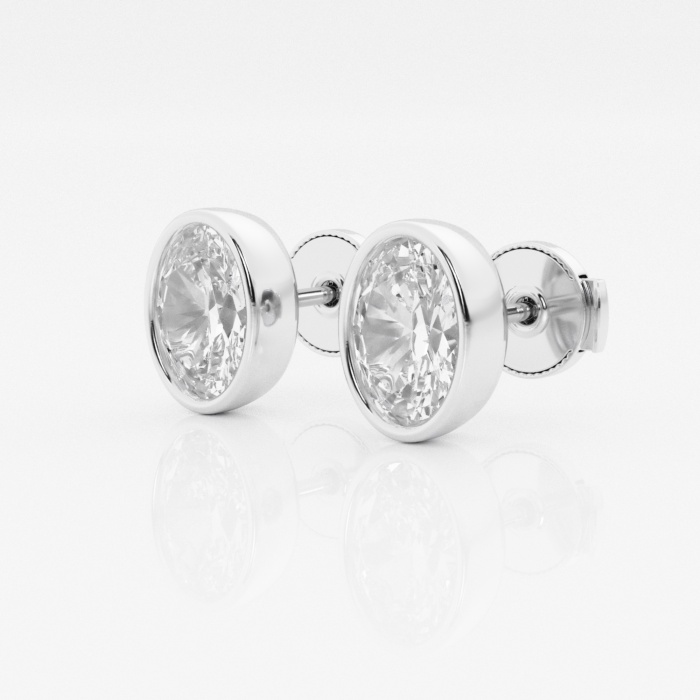 2 ctw Oval Lab Grown Diamond Bezel Set Solitaire Certified Stud Earrings