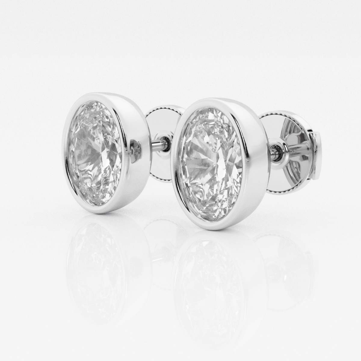 3 ctw Oval Lab Grown Diamond Bezel Set Solitaire Certified Stud Earrings