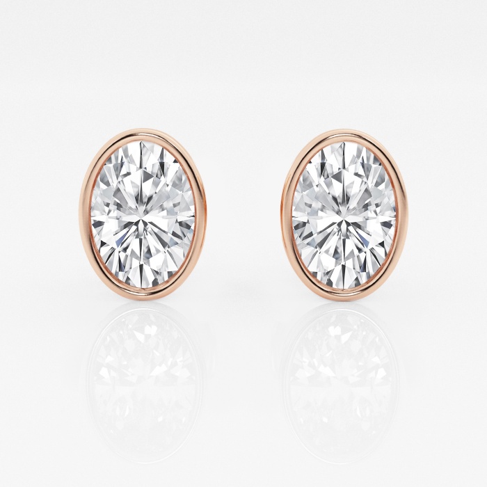 3 ctw Oval Lab Grown Diamond Bezel Set Solitaire Certified Stud Earrings