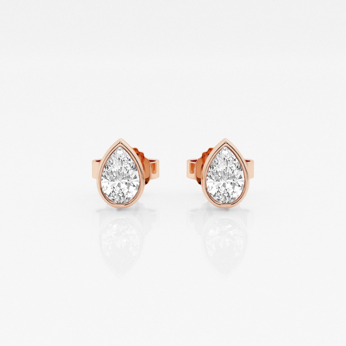 1/2 ctw Pear Lab Grown Diamond Bezel Set Solitaire Stud Earrings