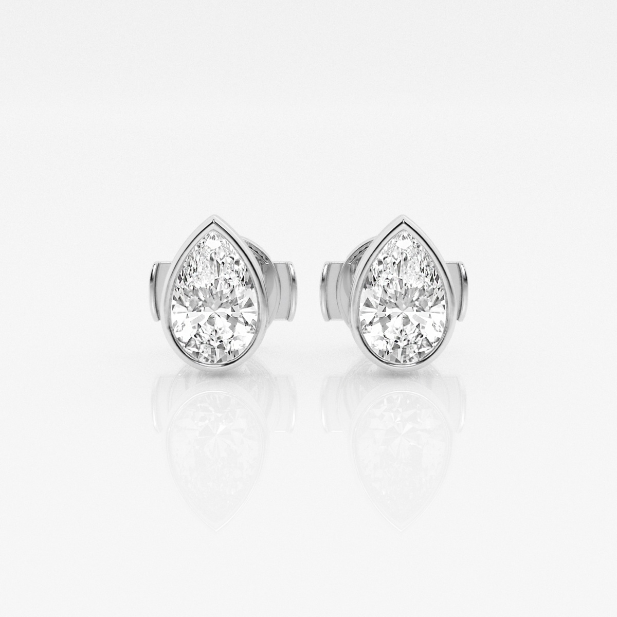 1 ctw Pear Lab Grown Diamond Bezel Set Solitaire Stud Earrings