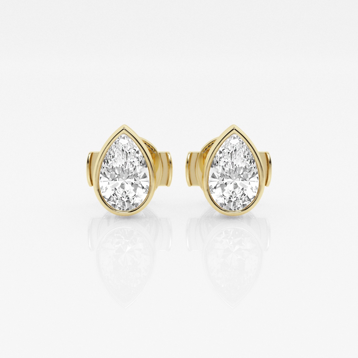 Additional Image 2 for  1 ctw Pear Lab Grown Diamond Bezel Set Solitaire Stud Earrings