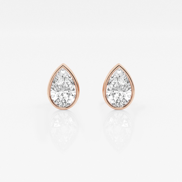 1 ctw Pear Lab Grown Diamond Bezel Set Solitaire Stud Earrings