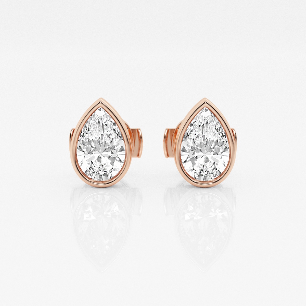 Additional Image 2 for  1 1/2 ctw Pear Lab Grown Diamond Bezel Set Solitaire Certified Stud Earrings