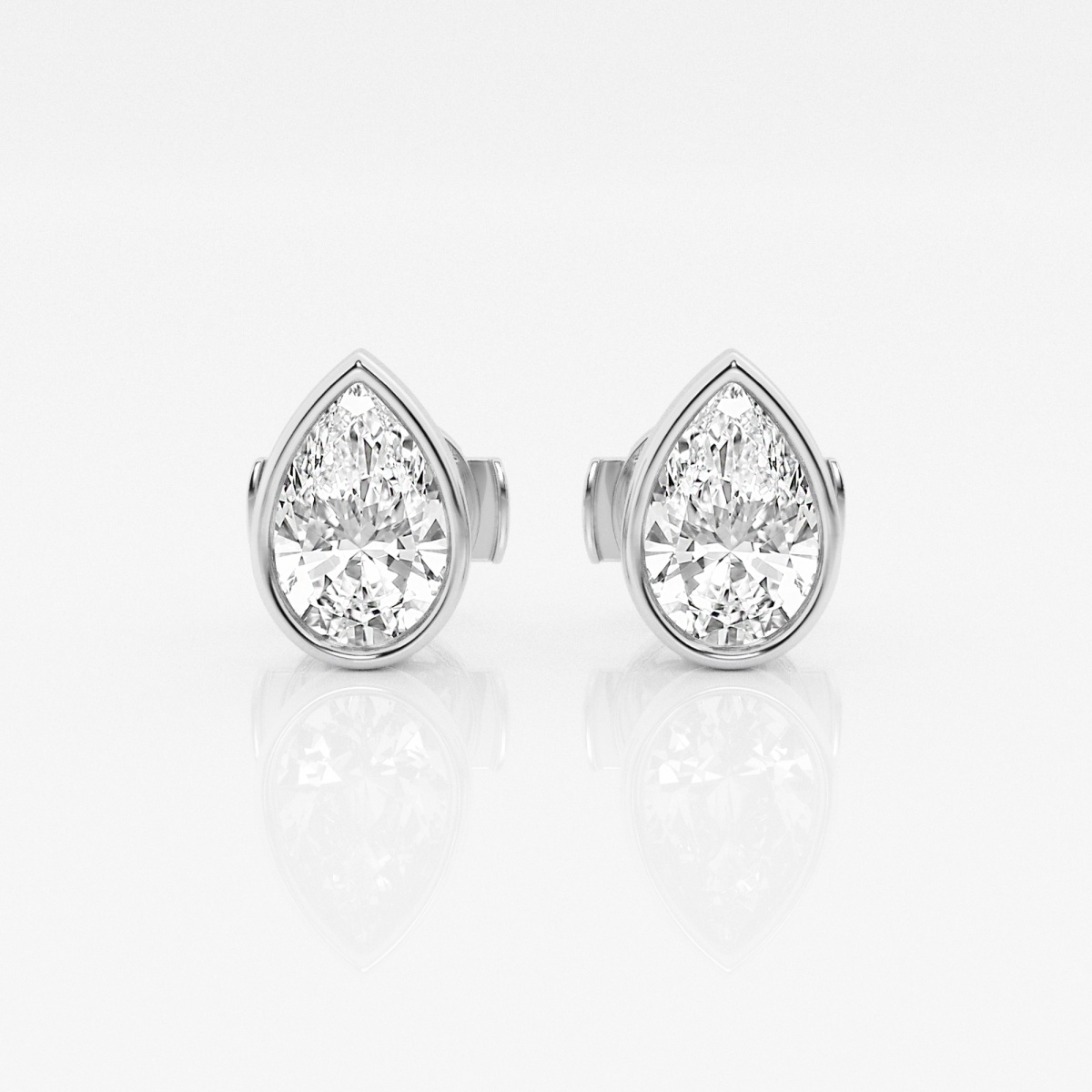 Additional Image 2 for  1 1/2 ctw Pear Lab Grown Diamond Bezel Set Solitaire Certified Stud Earrings