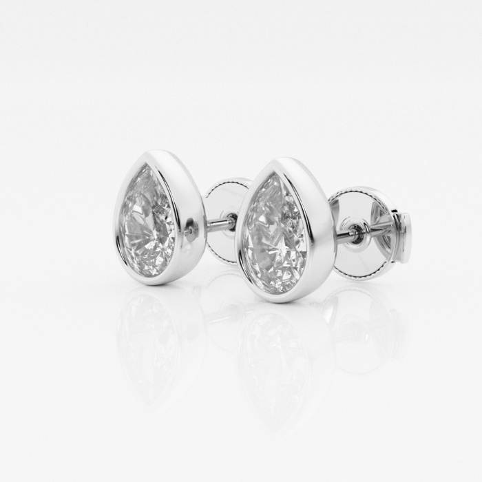 Additional Image 1 for  1 1/2 ctw Pear Lab Grown Diamond Bezel Set Solitaire Certified Stud Earrings