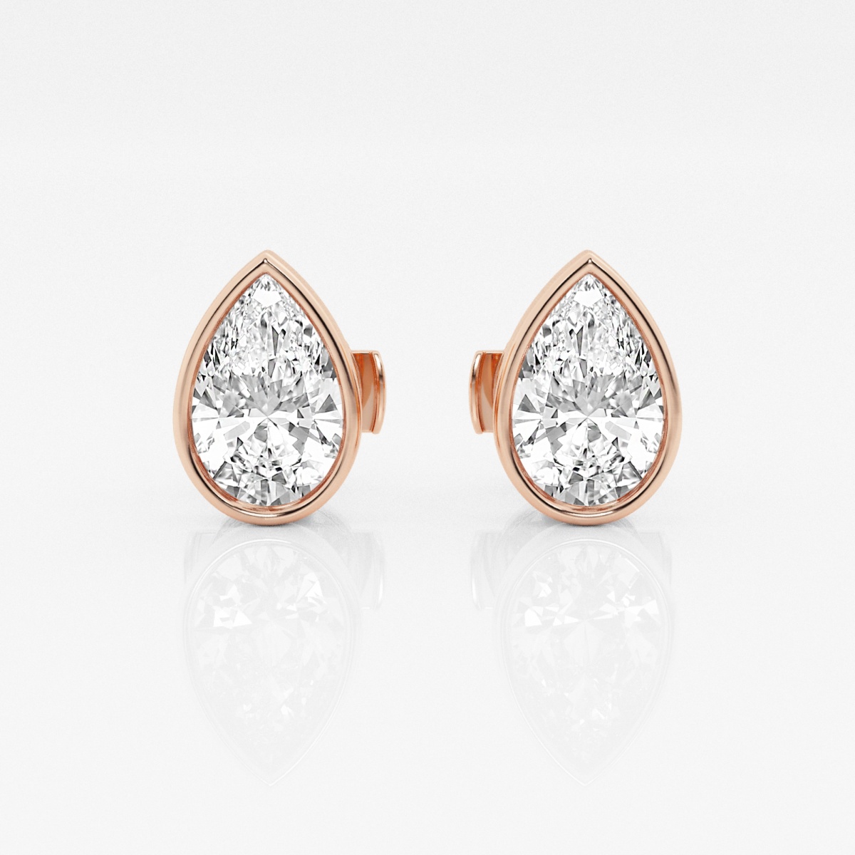 Additional Image 2 for  2 ctw Pear Lab Grown Diamond Bezel Set Solitaire Certified Stud Earrings