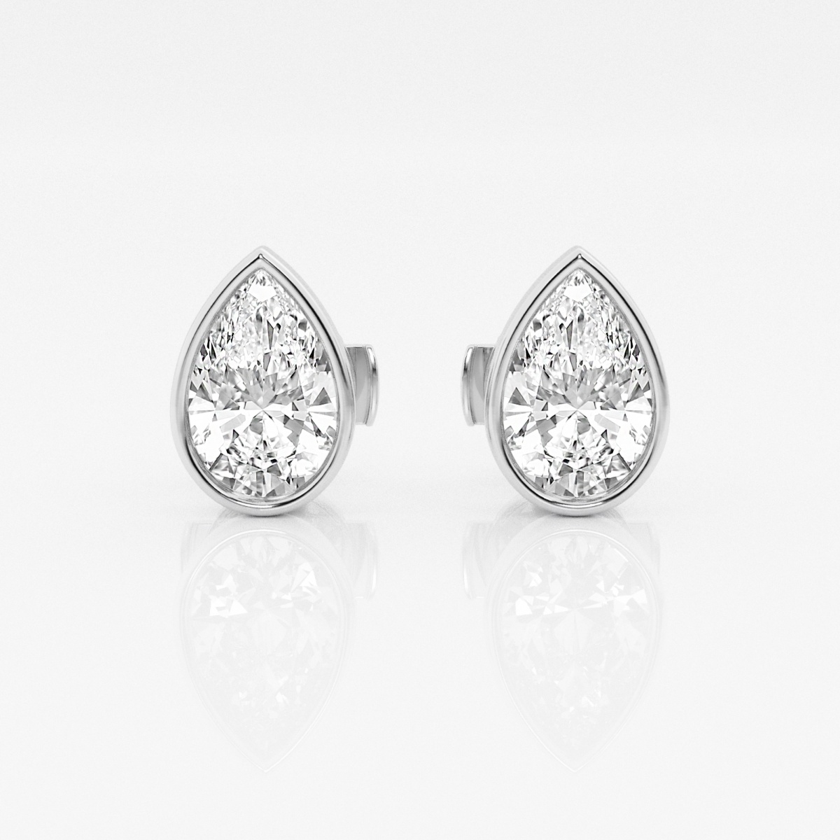 Additional Image 2 for  2 ctw Pear Lab Grown Diamond Bezel Set Solitaire Certified Stud Earrings